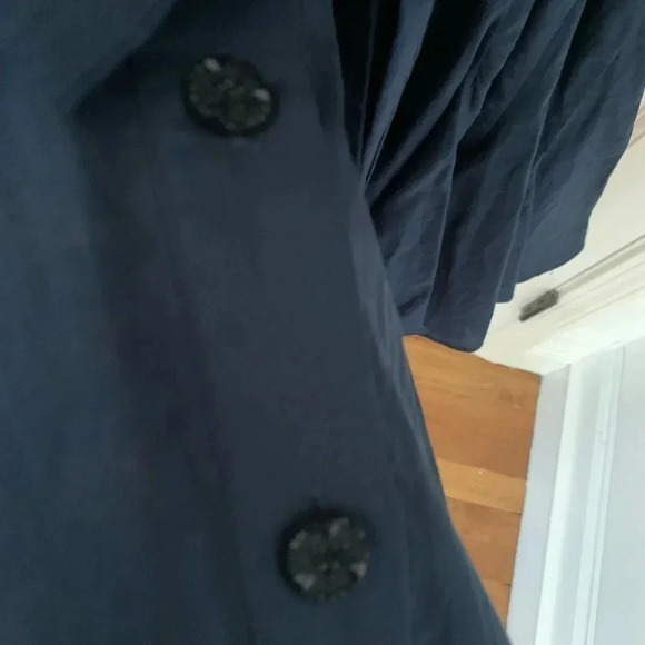 Rhode Emma A-Line Navy Crew Neck Mini Dress Size XS Jeweled Buttons - Picture 6 of 11